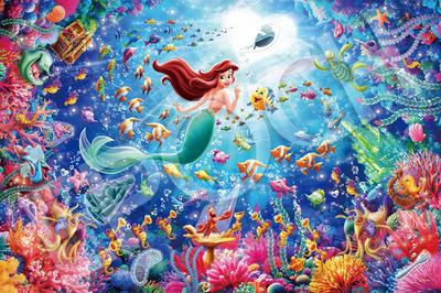 Пазл EPOCH 1000 элементов Disney The Light x 75 с лопаточкой и декоративными наклейками Ariel-To (50 см) 97-706s Клей,