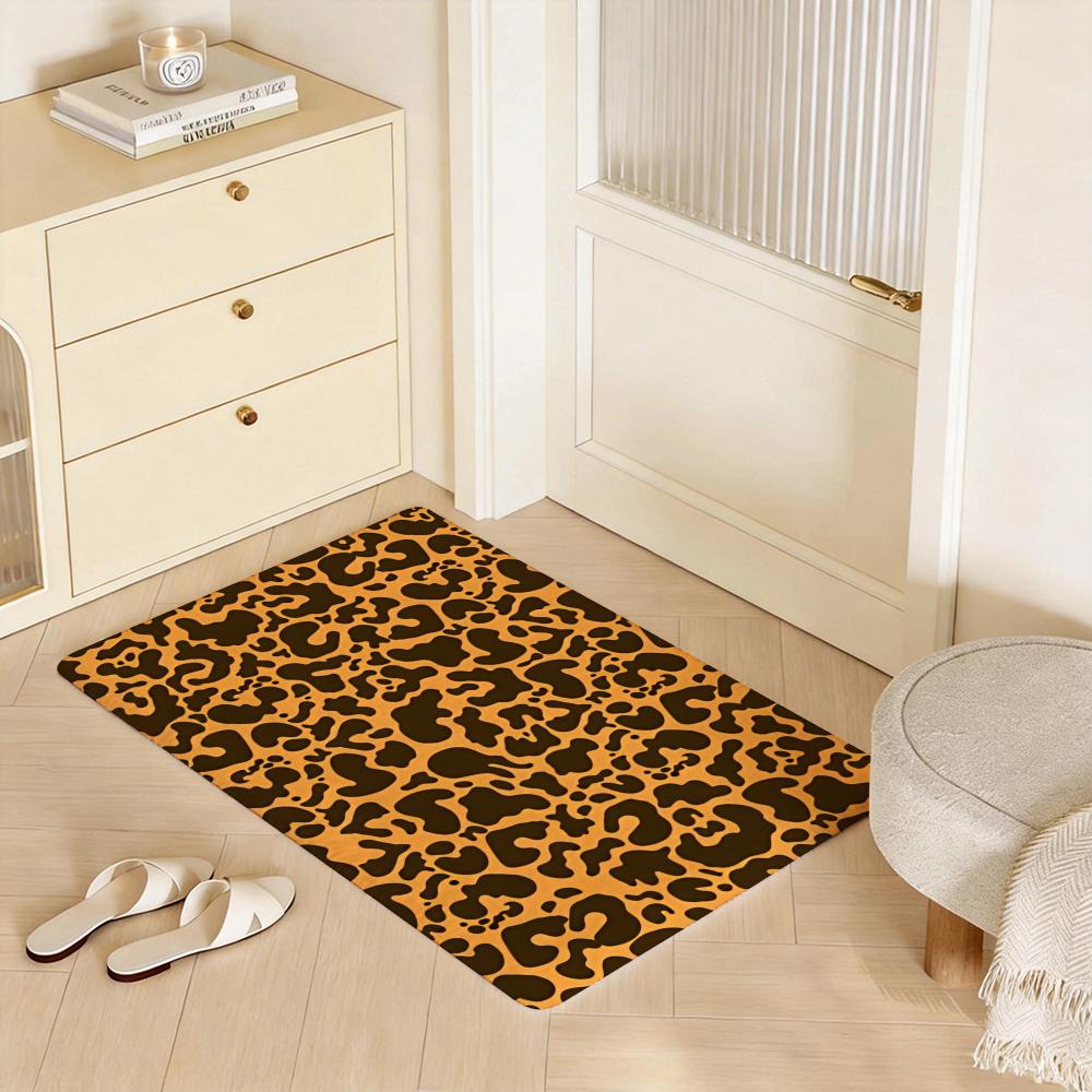 leopard print Floor Mat Eco  Flannel Doormat Non Slip Odorless Indoor Floor Rug Soft Short Plush Home Mat