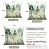 4 Pcs Forest Watercolor Painting Single-Sided Printed Pillowcase Cushion Cover,Suitable For Living Room,Bedroom,Car Decoration
