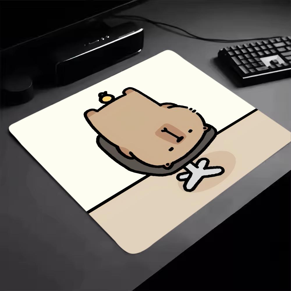 Kawaii Cartoon Capybara Mouse Pad Square Laptop Office Game Table Mats PC Gaming Rubber Anti-slip Mousepad Small Decor Desk Mat