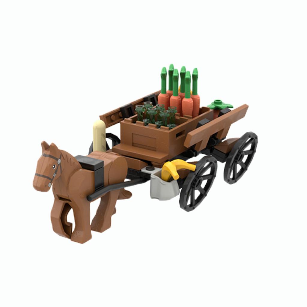 MOC Средневековая городская сцена Строительные блоки Доска объявлений Таверна Камин Костер Судейское место Вид улицы Кирпичная игрушка