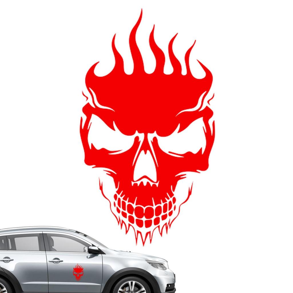 Car Skull Sticker, Skull Sticker, Decal - Waterproof Car Reflective Decal with Skull Design