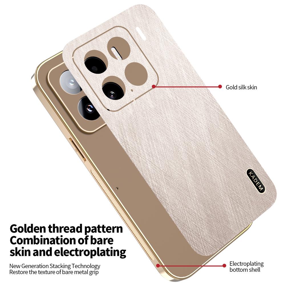 KADEM For Xiaomi 15 Case Electroplating Silk Texture PU+TPU Phone Back Cover