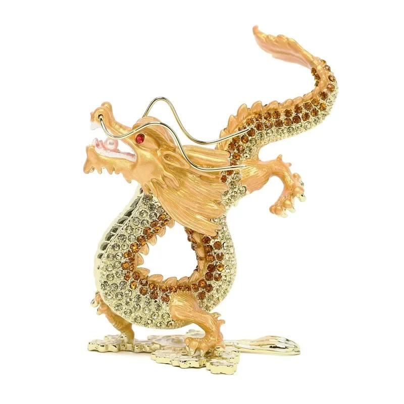 Metal Zodiac Dragon Ornament Household Diamond Decoration Craft Office Creative Decoration Step On Cloud Dragon Trinket Ornament