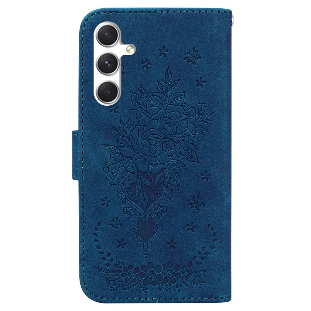 For Samsung Galaxy S25+ Case PU Leather Wallet Phone Cover Butterfly Flower Imprint