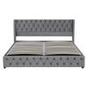 Multifunctional Double Bed Upholstered with Ear Shape, Row of Rivets, Flannel, Button Stitching at Head And Foot Ends, 180x200cm Hydraulic Functional