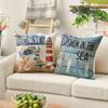 Nautical Elements Pattern Home Decor Pillow Cover Living Room Sofa Polyester Cushion Cover With Zipper