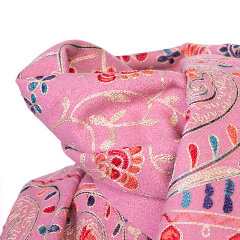 Lindsay Pink Scarf with Colorful Floral Embroidery 70x180cm Mixed BURTON OF LONDON
