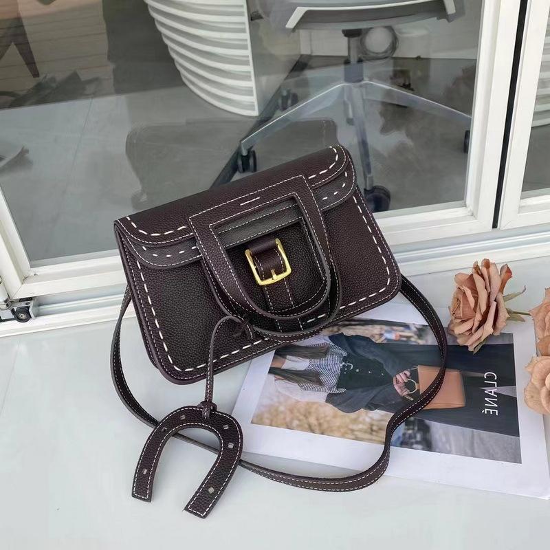 Новая сумка-подкова из кожи Togo с рисунком личи, сшитая вручную грубой нитью, ручная женская сумка через плечо из кожи