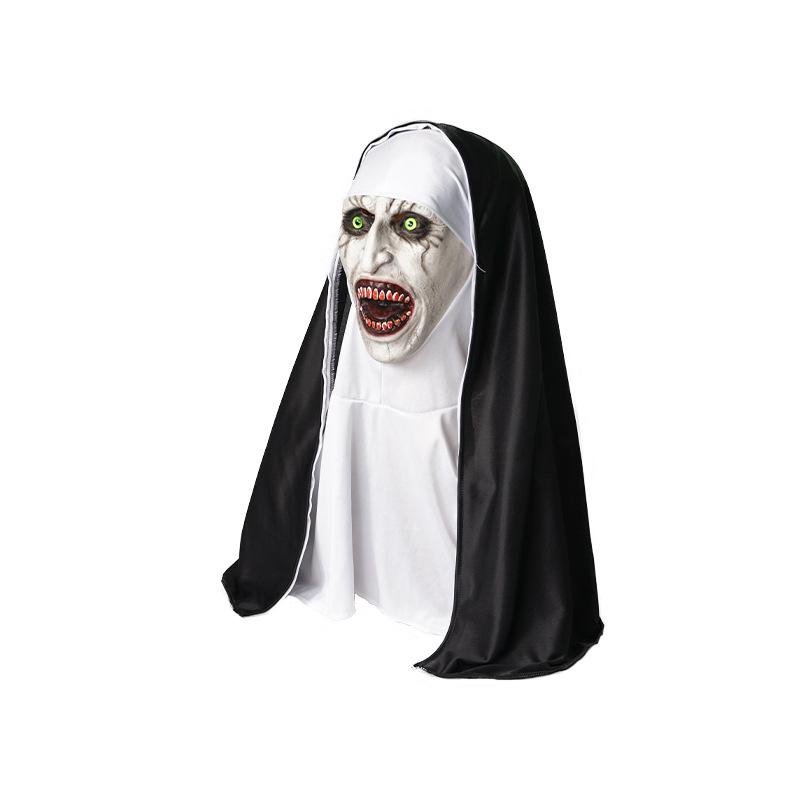 Conjuring 2 Nun Mask, Halloween Scary Makeup Mask, Tricky Ghost Face, Scary Latex Hood