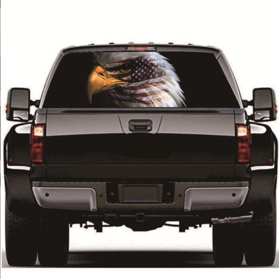 Suv Waterproof Eagle American Flag Rear Window Sticker Decal 135*36Cm Universal
