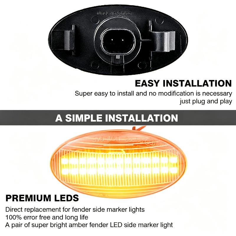 LED Side Marker Turn Signal Blinker Lights 2PCS IP65 Waterproof for 307 206 407 C1 C2 C3 C5 Auto Parts