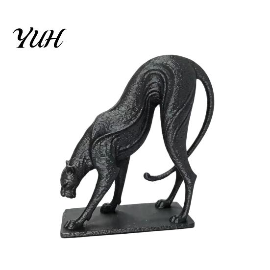 Modern Art Craft Pieces 3D Printed Bending Leopard Figurine, Abstract Cheetah Sculpture for Exquisite Statue Desk Shelf, Minimalist Office Home Decor