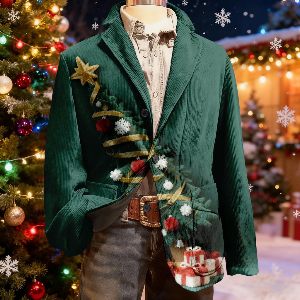 Мужской уродливый рождественский вельветовый теплый карманный пиджак-кардиган, мужской повседневный костюм