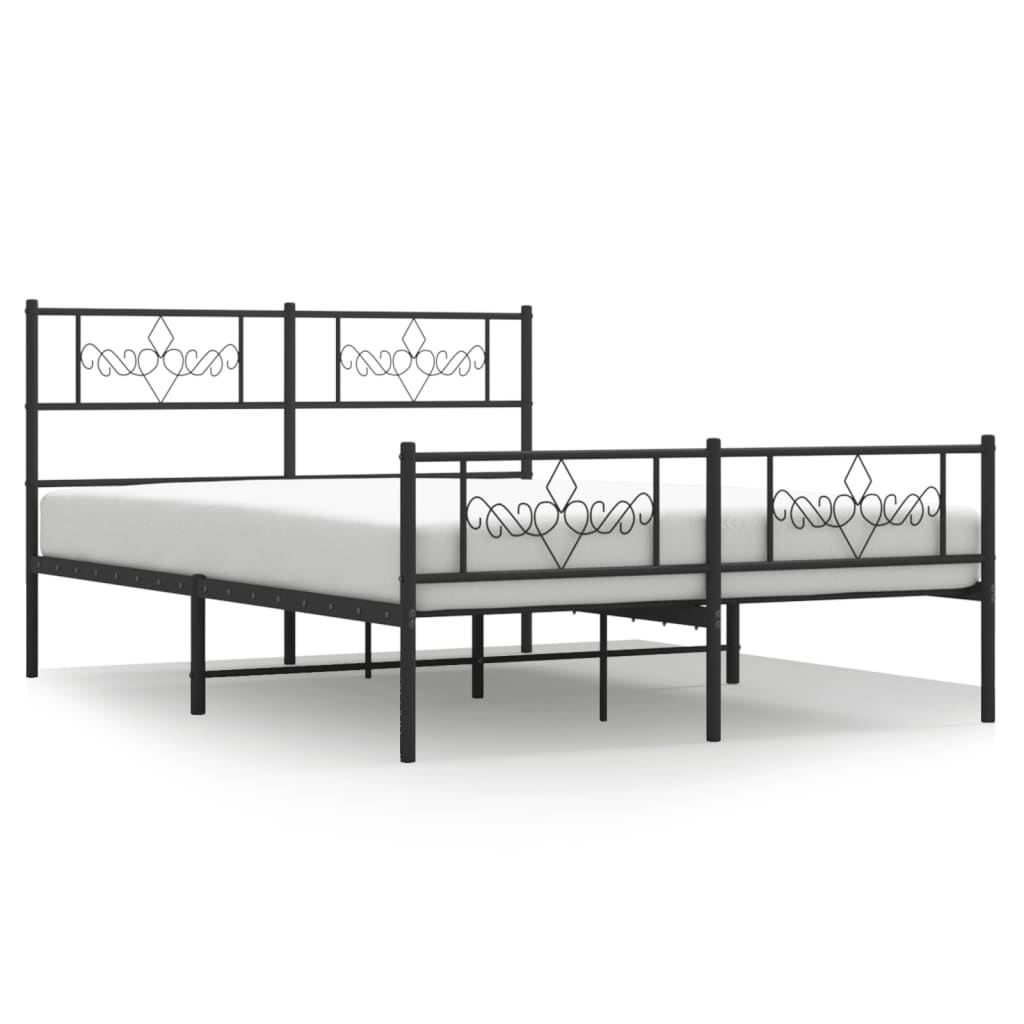 Metal Bed Frame without Mattress with Footboard Black 160 x 200 cm