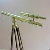 Brass Telescope Double Barrel Wooden Tripod Stand Maritime Gift