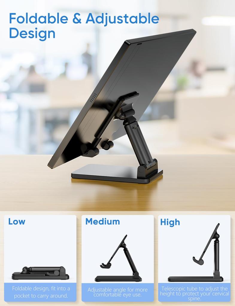ARZOPA Portable Foldable Portrait or Landscape Height Ergonomic Aluminum Alloy Portable and Easy To Compatible with iPad iPad Game and Inch Tablet,