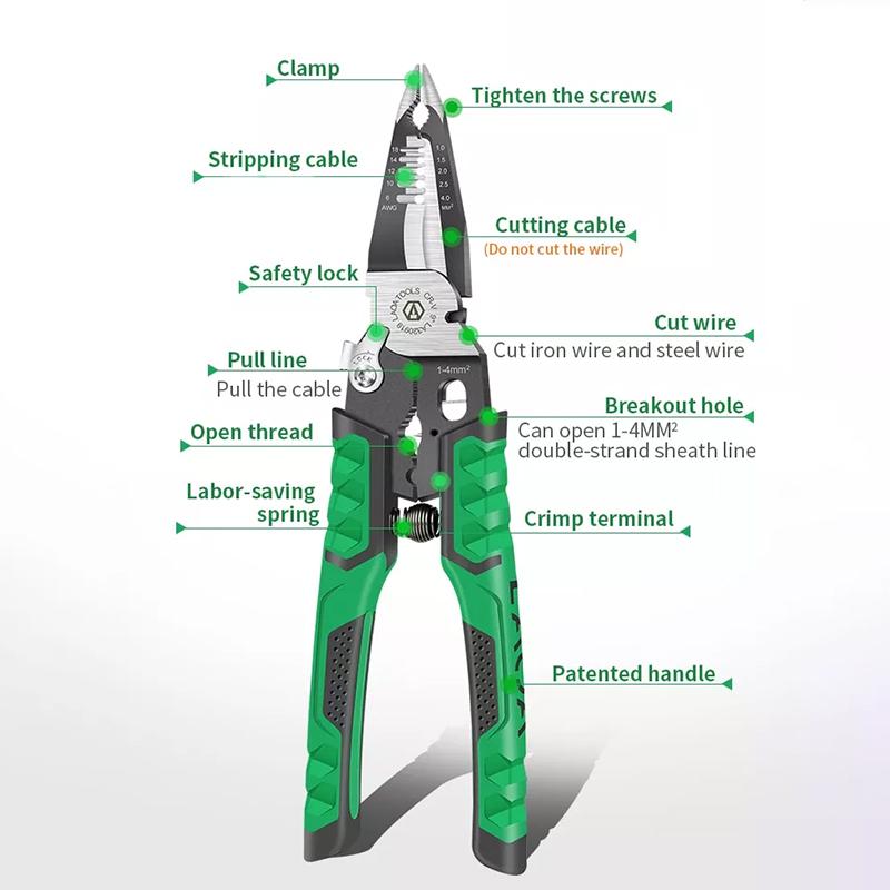 9 в 1 плоскогубцы для электриков многофункциональные острогубцы для зачистки проводов кусачки для обжима клемм ручные инструменты