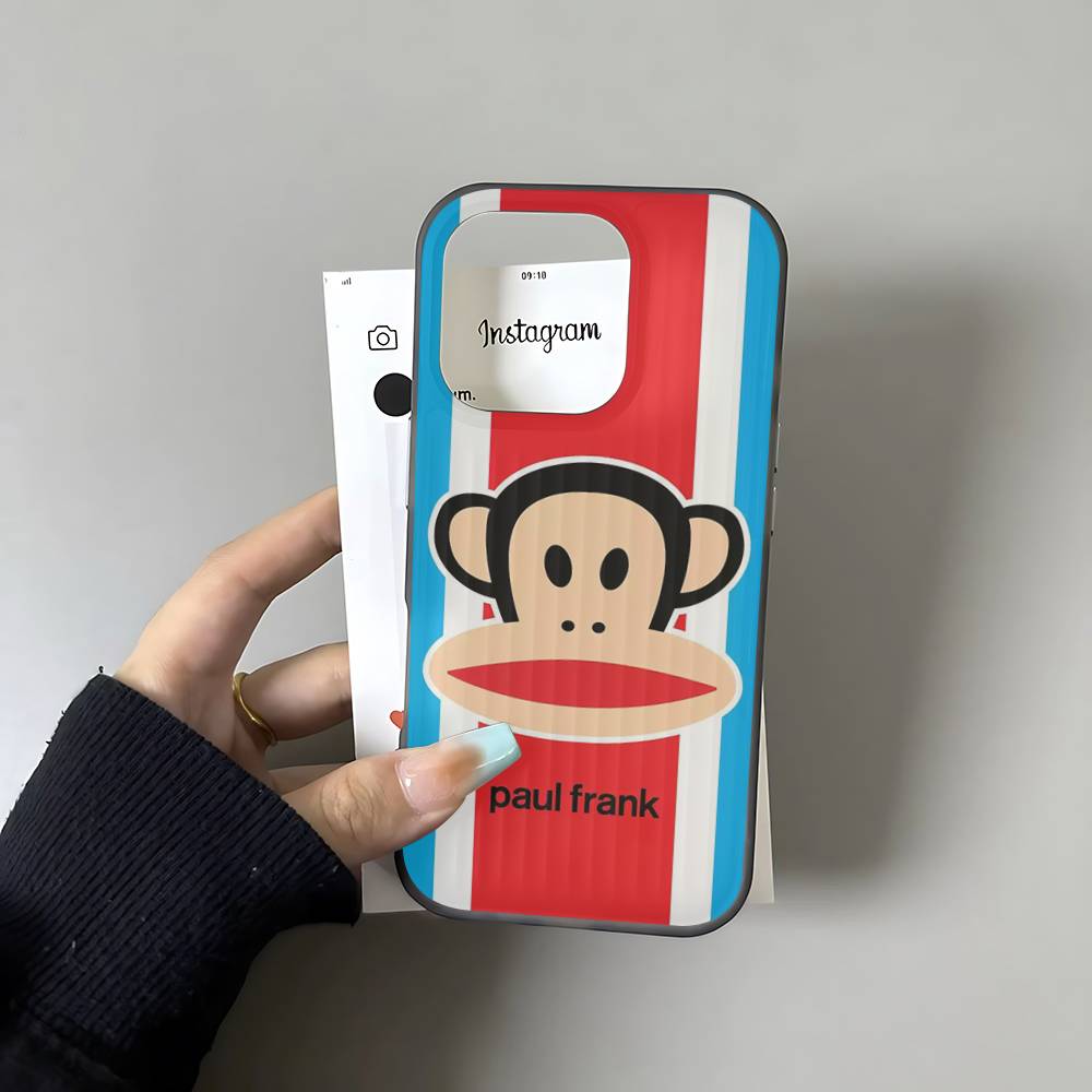 Классический Модный Логотип P-Paul F-Frank Для IPhone 16 15 14 13 12 11 17 Pro Max Plus Волна Гофрированный Чехол для Телефона Защитный От Падений