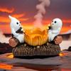 Halloween Campfire Ghost Candle Holder Spooky Cartoon Ghost Tealight Candle Stand Candlestick Tray Centerpiece Desktop Decoration Ornament
