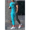 Men Fashion T-shirt Long Pants Set Men Clothing New Summer Men Tshirt Sets Tracksuit Men 2 Piece Outfits Short Sleeve Set