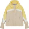 Color Block Hooded Zip Design Drop Shoulder Long Sleeve Jacket Women Jackets Beige Yellow 2182A683-750
