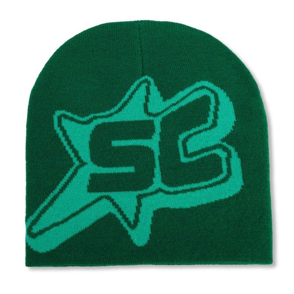 Y2K Knitted Letter Beanies Star Ins Skullies Cool Pullover Hats  Outdoor