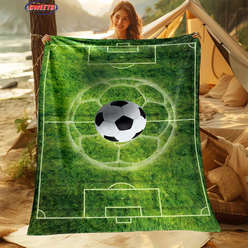 Football Theme Cartoon Soft Flannel Blanket for Bed Bedroom Sofa Picnic Throw Blanket for Cover Outdoor Leisure Nap Office Gifts
