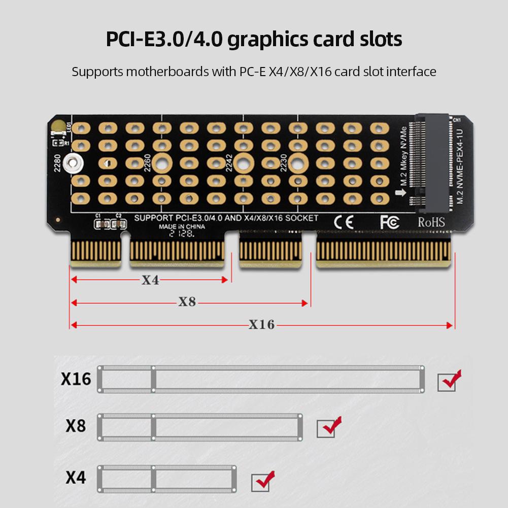Адаптер-карта M2 NVME, карта-ускоритель M.2 M-Key, полная скорость X4, конвертер M.2 в PCI-E4.0, поддержка 1U сервера, для M.2 SSD 2230-2280