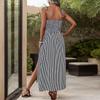 Summer Women's Halter Dress Striped Dress A-Line Skirt Sleeveless Clashing Colours Dress