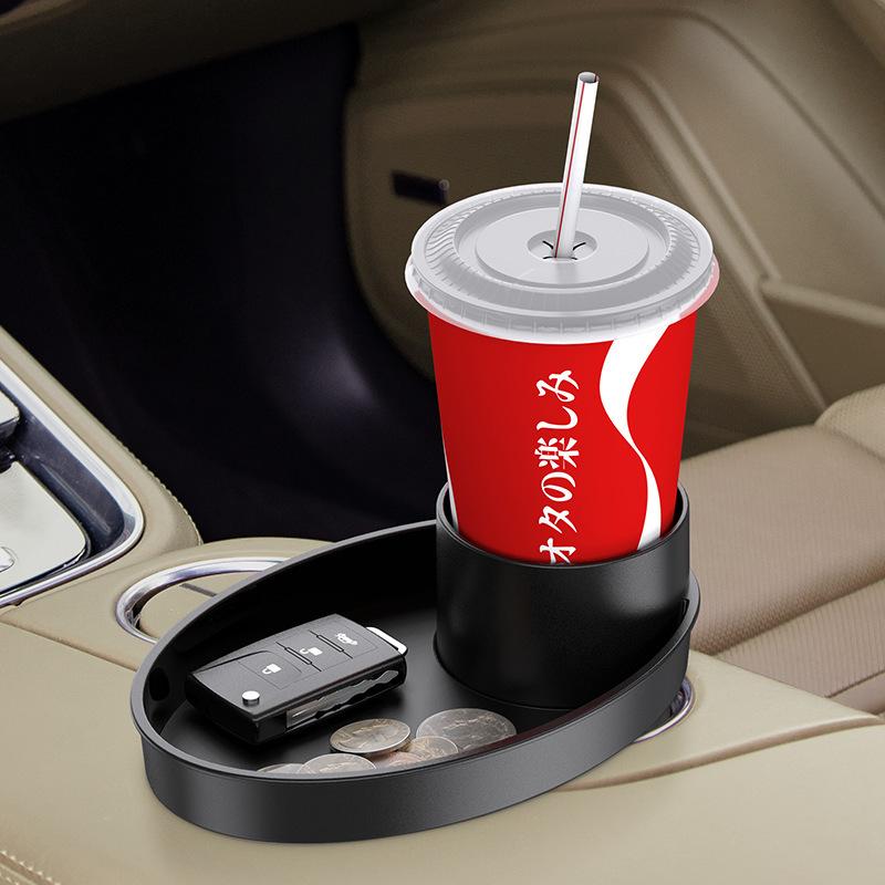2025 Car Cup Holder Tray Central Control Armrest Drink Holder Auto Key Coin Purse Storage Tray Expanded Table Organizer Box