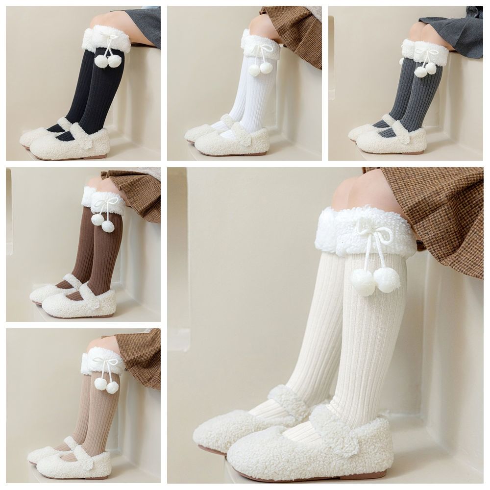 Long Tube Sock Plush Hosiery Autumn&Winter Bow Socks Fashion Design Lamb Wool Stocking  Women