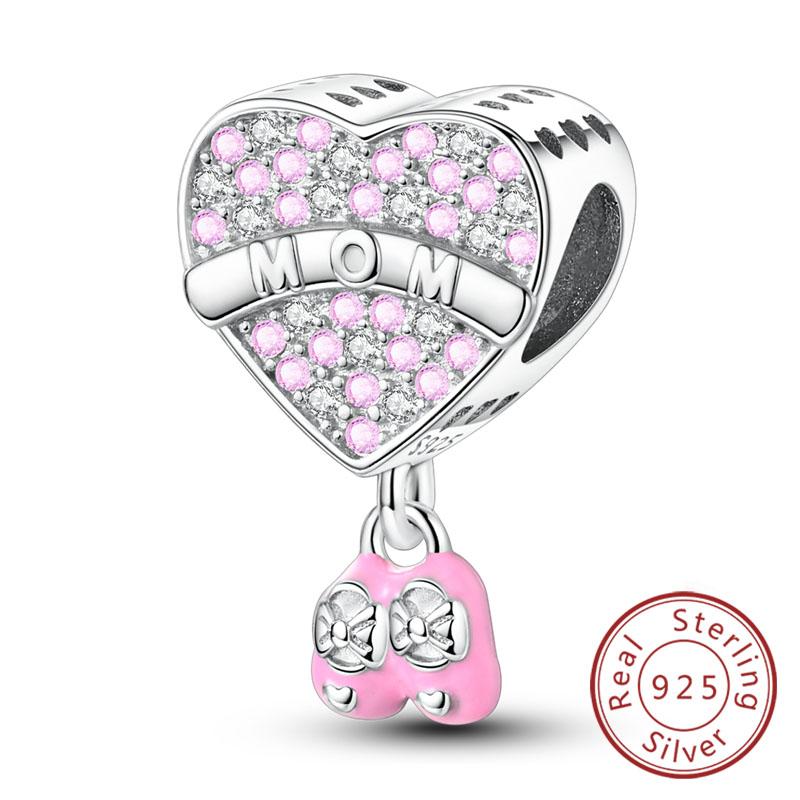 Оригинальный медный шарм-бусина ко Дню матери, шарм-подвеска в виде сердца любви и семьи, подходит для браслета, женские ювелирные изделия, подарки