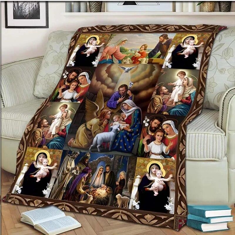 Одеяло с Девой Марией и Иисусом для офиса, дома, пешего туризма, пикника, толстое одеяло, модное покрывало, фланелевое одеяло, пледы