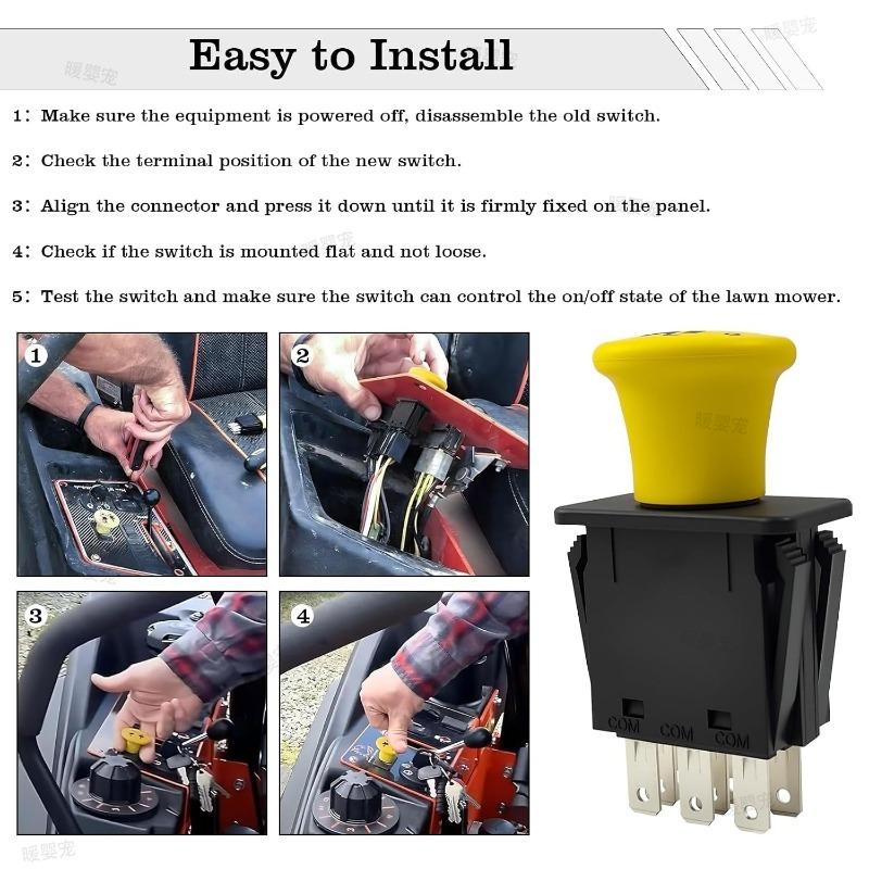 Xiaomi 10A 14V 10 AMP Lawn Mower Parts Yard Garden Outdoor Tool Lawn Mower Switch Accessories Garden Tool 8 Terminals Clutch PTO Switch