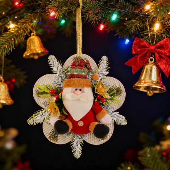 Рождественская плюшевая кукла, подвесное украшение на дверь, милый венок снеговика/Деда Мороза для стены