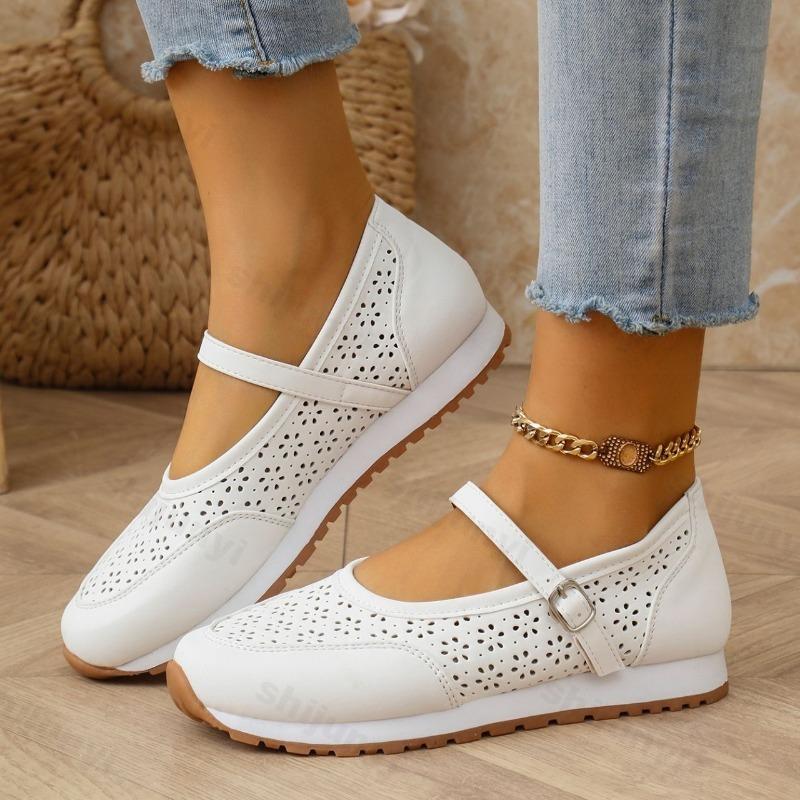 Fashion Hollow Breathable Retro Design Casual Single Shoes for Women Spring 2025 New Shallow Mouth Comfortable Soft Soled Fashion Pumps
