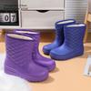 Waterproof Fleece Snow Boots Women's Mid-calf Water Boots Warm Water Boots Women's Rubber Shoes Kitchen Cotton