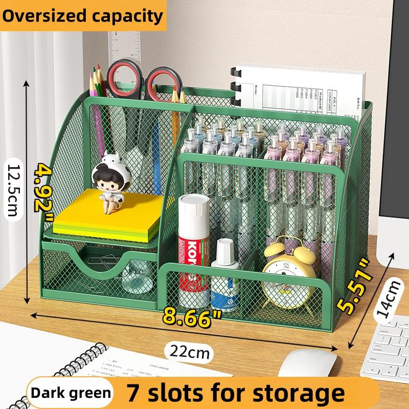 1 настольный органайзер, органайзер для канцелярских принадлежностей, настольный держатель для карандашей, сетчатый канцелярский дневник, 7 отделений и мини-ящиков, многоцветный