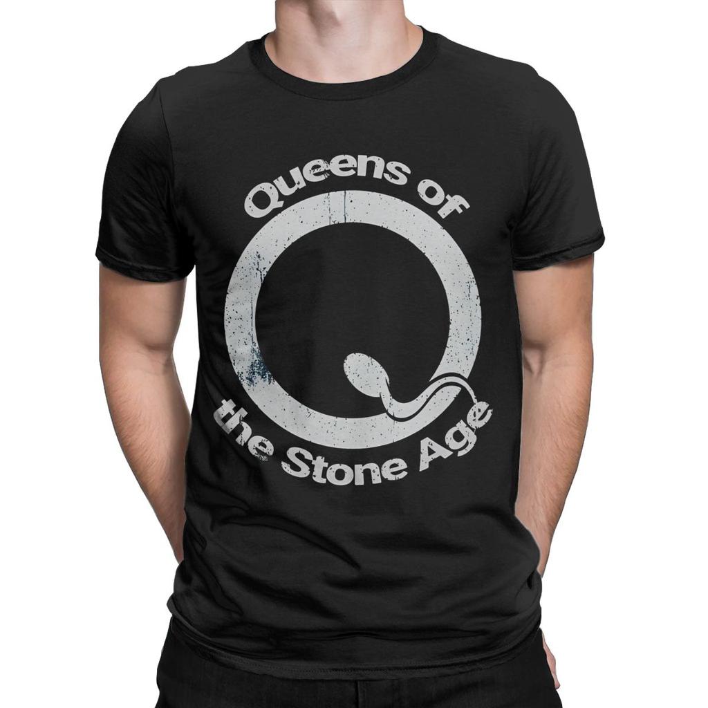 Мужская футболка Queens Of The Stone Age Повседневная хлопковая футболка с коротким рукавом Круглый вырез Одежда Летняя