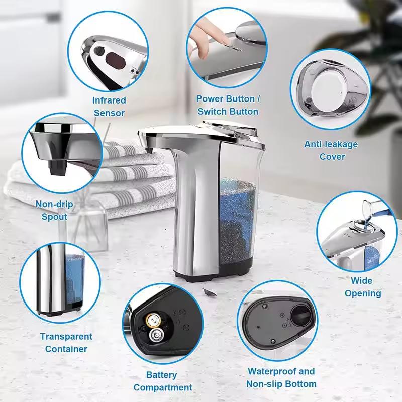 Automatic Soap Dispenser 5 Adjustable Soap Dispensing Levels Liquid Hand Soap Dispenser for Bathroom & Kitchen