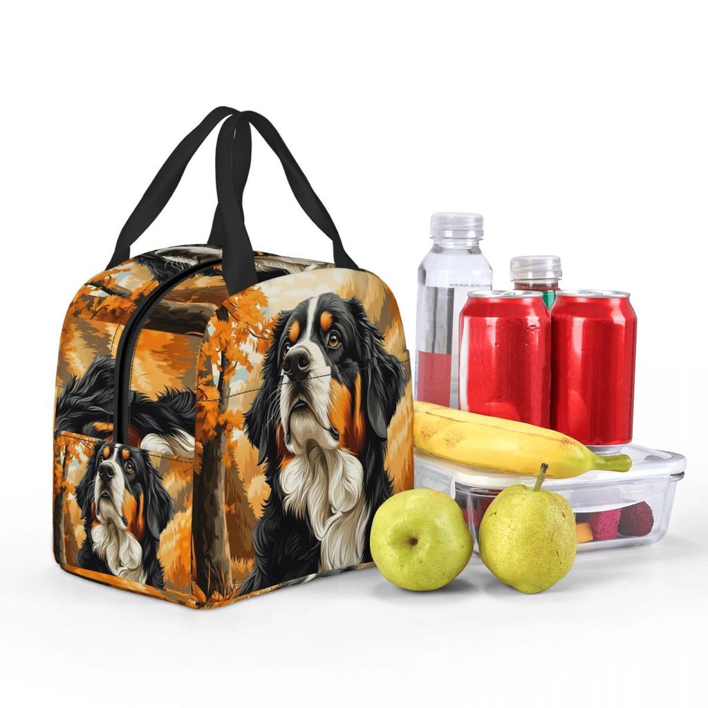 Bernese Mountain Dog In Autumn Insulated Lunch Bag for Women Kids Portable Food Boxes Thermal Lunch Box Tote