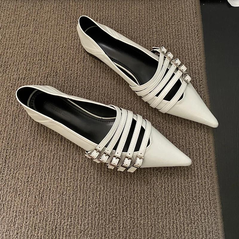 Модные туфли на плоской подошве с острым носком, осень 2024 г., дизайнерские новые повседневные туфли для ходьбы, сандалии, удобные модные платья, бренд Chaussures Femme