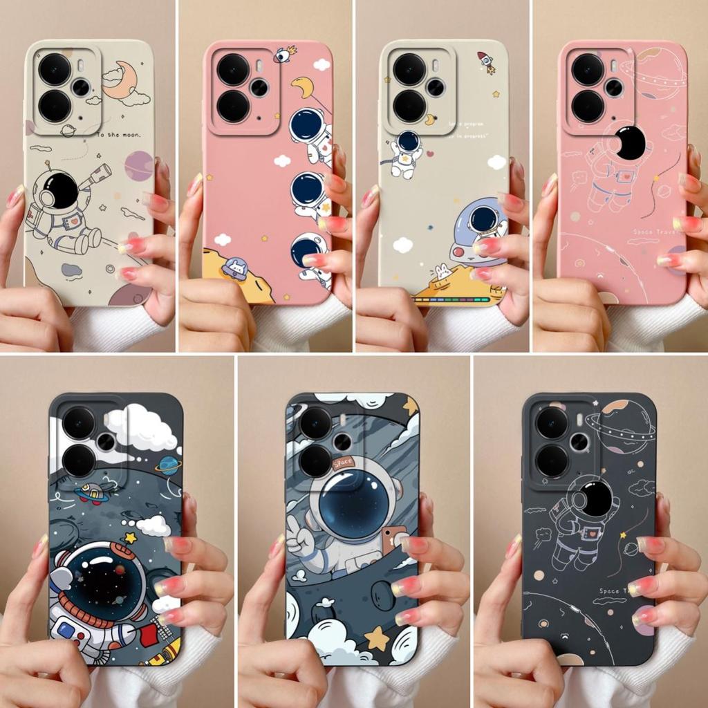 Милые чехлы для телефонов Spaceman для Oppo Realme C75x 14 14T 14X P3 Narzo 10 30 60 A5 Pro, гладкий жидкий силикон, высококачественный противоскользящий чехол для Oppo Covers