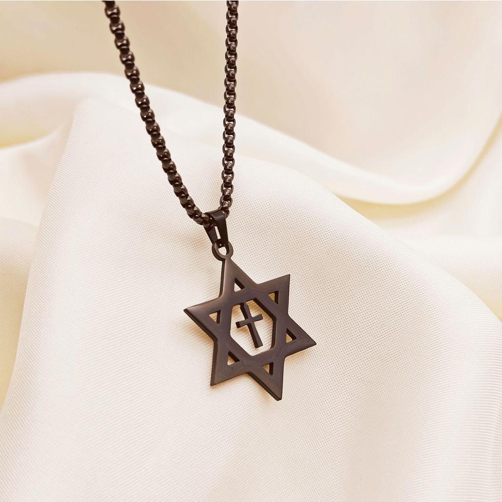 Модное ожерелье из титановой стали: Унисекс Подвеска из нержавеющей стали в виде полой звезды, Длинная цепочка