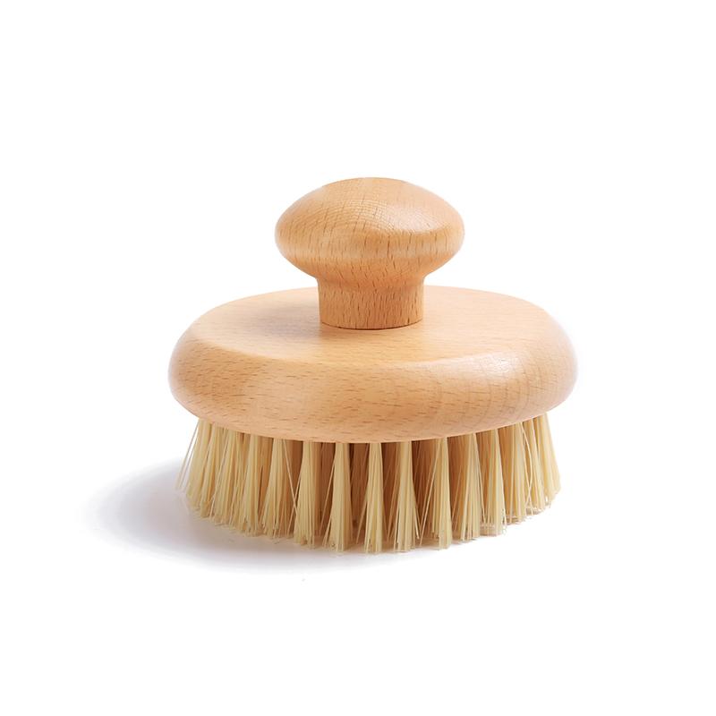 Factory Beech Wood Sisal Bristle Exfoliating Brush Bamboo Wood Handle Shower Dry Body Bath Brush