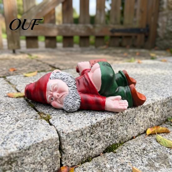 Unique Outdoor Yard Art Funny Drunk Dwarf Garden Decoration, Gnome Statue, Resin Sculpture Weatherproof Ornaments for Lawn Patio Decor, Weather