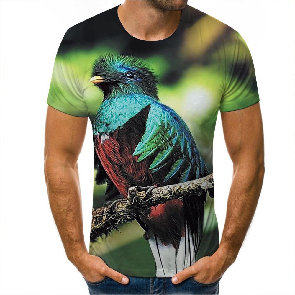 Fashion Colour Painting Parrot Graphic T Shirts Summer Men Casual Trend 3D Printed Short Sleeve Hip Hop Harajuku Streetwear Tees