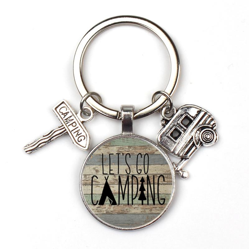 New Cute Camper Wagon Keychain I Love Camping Keychain Trailer Signpost Keychain Vacation Travel Memorial Gift