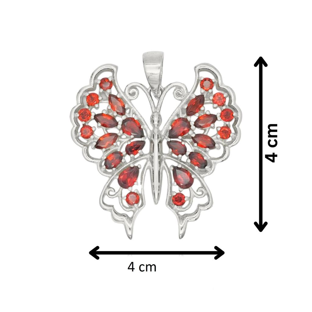 Подвеска-шарм в виде бабочки из натурального граната, ювелирное изделие из серебра 925 пробы, красная бабочка, подарок для нее